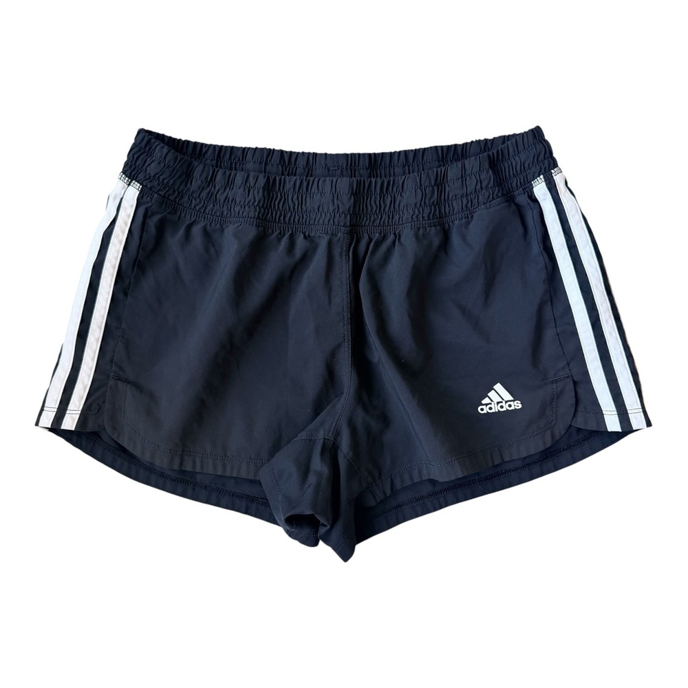 Adidas Climalite Pacer Shorts Womens S Black Run Gym Athletic 3 Stripe Light - Picture 2 of 6